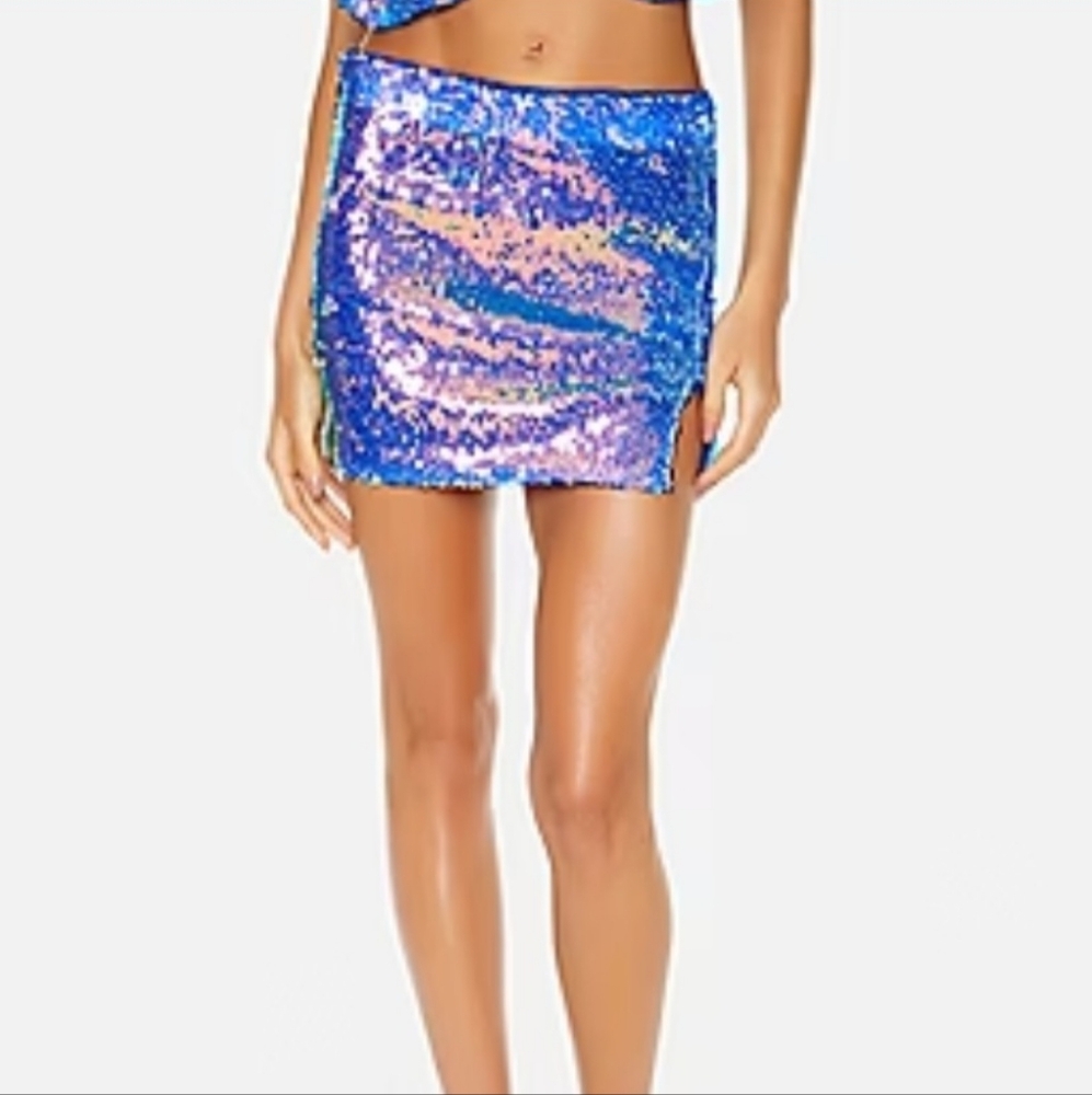 Forever 21 Womens Juniors Sequin Mini Skirt Mid-Rise A-Line Skirt